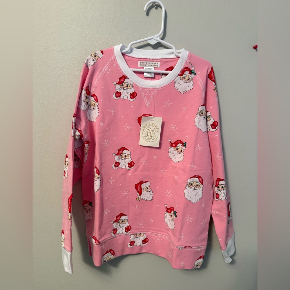 The Beaufort Bonnet Company Pink Santa Crewneck